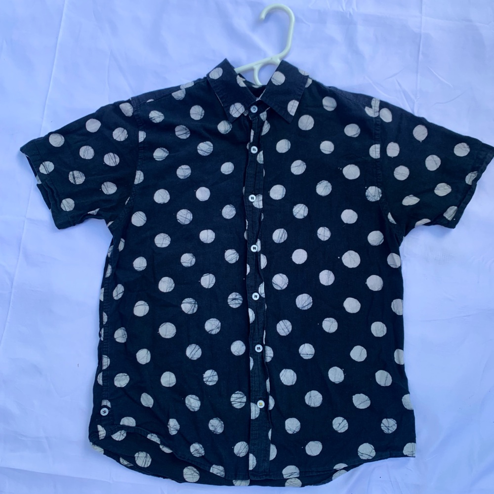 Dushyant - HAND BLOCK PRINTED 'THE ABY' SHORT SLEEVE SHIRT - size small